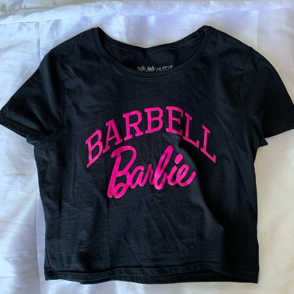 CUTE Y2K BARBIE CROPPED T-SHIRT BLACK &PINK SMALL